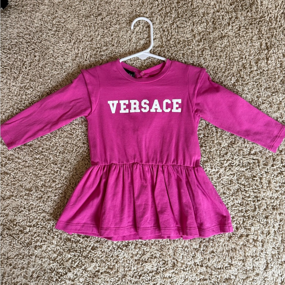 Versace Kids Fuchsia Long Sleeve Peplum Top